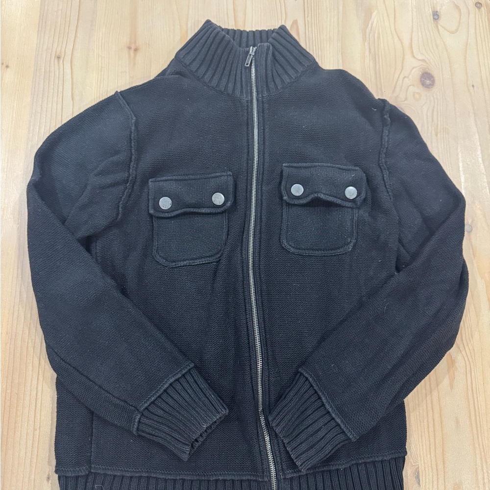 Converse Black Zip-Up Sweater with Front Pockets